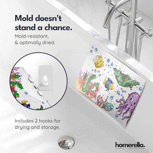 homerella Bathtub Mat Non Slip Kids 40x16 Baby Bath Mat Non Slip Anti Mold | 100% BPA Free, Non Toxic, Mildew Resistant, Machine Washable, Extra Long Kids Bath Mat for Tub Non Slip, Toddler Bath Mat - color: Fishes, size: 40" x 16" (Rectangular)