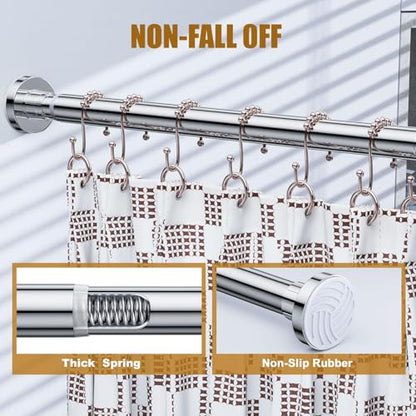 Ausemku Shower Curtain Rod Tension, 32-94 Inch Adjustable Heavy Duty Spring Tension Curtain Rod, No Drill Stainless Steel Telescoping Rod for Bathroom, No Rust, Silver - color: Silver, size: 32-94 Inches