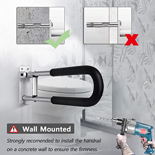 2pcs 23.6 inch Foldable Handicap Grab Bars with Anti Slip Rubber Grip, Toilet Safety Hand Rails for Elderly Seniors Disabled, Shower Bathroom Accessories…