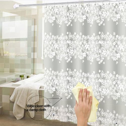 Plastic Shower Liner - Premium PEVA 4G Shower Curtain Liner with Rustproof Grommets and 3 Weighted Magnets, Waterproof Shower Curtains for Bathroom (White Flower) - color: White Flower, size: 71"W x 71"L (Pack of 1)