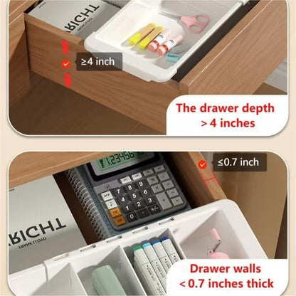2 PCS Sliding Drawer Tray with Adjustable Dividers | Expandable Kitchen Storage Organizer, Sliding Drawer Bin, Expandable Drawer Organizer Trays For Utensils, Flatware, Junks