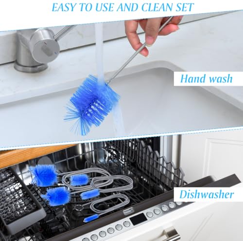 Flexible Long Drain Brush Set, Premium 3 Piece Kit with Double Ended and Stainless Steel Tube Cleaning Brushes for Ultimate Kitchen, Sink, and Pipe Cleaning, Including Powerful Drain Clog Remover