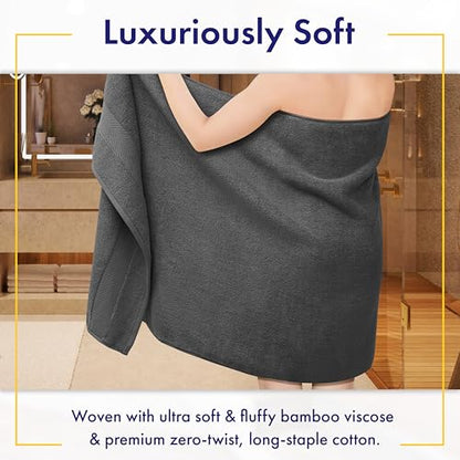 Alusa Home Ultra Soft & Plush Viscose from Bamboo Bath Sheets - 700 GSM Pack of 2 - Extra Large 70x35 in - Super Absorbent & Quick Drying (Granite Grey) - color: Granite Grey, size: 2pc Bath Sheets