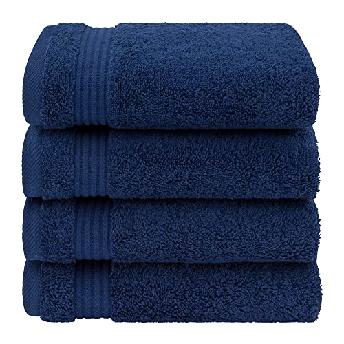 American Veteran Towel, Hand Towels for Bathroom Set of 4, 100% Cotton Turkish Hand Towel Sets, Soft Hand Face Towels, Navy Blue Hand Towels - color: Navy Blue, size: 16x28