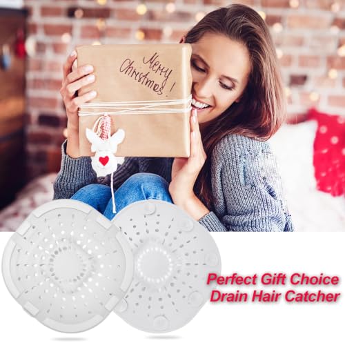 Hair Drain Catcher,Square Drain Cover for Shower Strong Adhesion Silicone Hair Stopper with Suction Cup,Easy to Install Suit for Bathroom,Bathtub,Kitchen 2 Pack (Cream White) | Drainer Cover Silicone Hair Stopper with Suction Cups,Protector Accessories,Ea