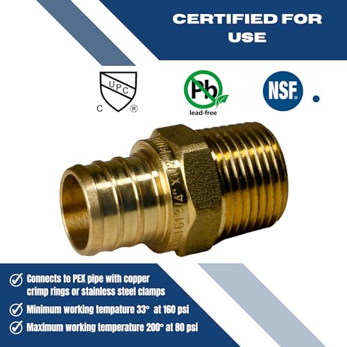XFITTING 3/4 inch Pex x 1/2' Male NPT Adapter, 24-4-5=2X, 2 Pieces - size: 3/4" Pex x 1/2" Male