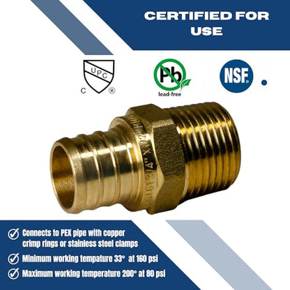 XFITTING 3/4 inch Pex x 1/2' Male NPT Adapter, 24-4-5=2X, 2 Pieces - size: 3/4" Pex x 1/2" Male