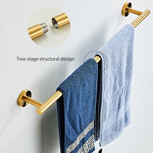 Brushed Gold Bathroom Hardware Set 10 Piece with Towel Racks for Bathroom, SUS304 Stainless Steel Bath Towel Bar Set, 24 Inch Wall Mounted Accessories Kit… - color: Brushed Gold-10pcs