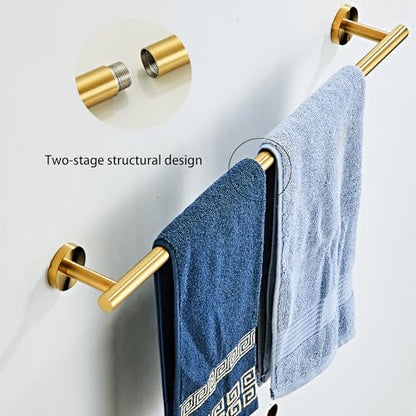 Brushed Gold Bathroom Hardware Set 10 Piece with Towel Racks for Bathroom, SUS304 Stainless Steel Bath Towel Bar Set, 24 Inch Wall Mounted Accessories Kit… - color: Brushed Gold-10pcs