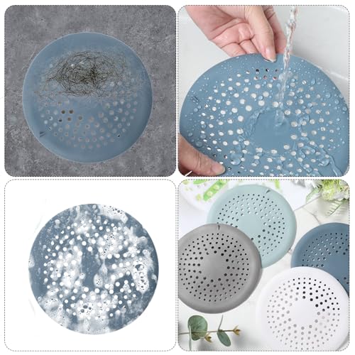 4 Packs Round Hair Drain Catcher, Drain Cover with Suction Cups, Durable Shower Drain Hair Catcher for Bathroom, Bathtub, Kitchen, Easy to Clean