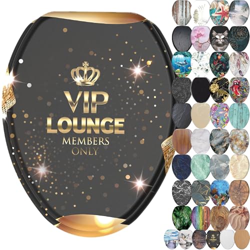 SANILO Wooden Toilet Seat with Soft Close [ELONGATED] - Decorative, Quiet & Slow Close Molded Wood Seat - With Strong Bumpers & Hinges - Adjustable Fit - VIP-Lounge - color: VIP-Lounge