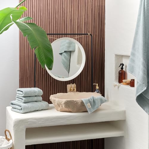 SOFE H&L | Olea Luxury Turkish Cotton Hand Towels Set of 4 Light Blue | Premium, Soft, Durable, Absorbent | Hotel Quality Plush Towels and Thick Towel Sets - color: Light Blue, size: Set of 4 (4 Hand Towels)