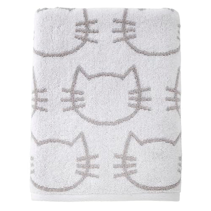 SKL Home Cat Jacquard 100% Cotton Reversible Bath Towel, White/Gray - size: 50 inches x 27 inches