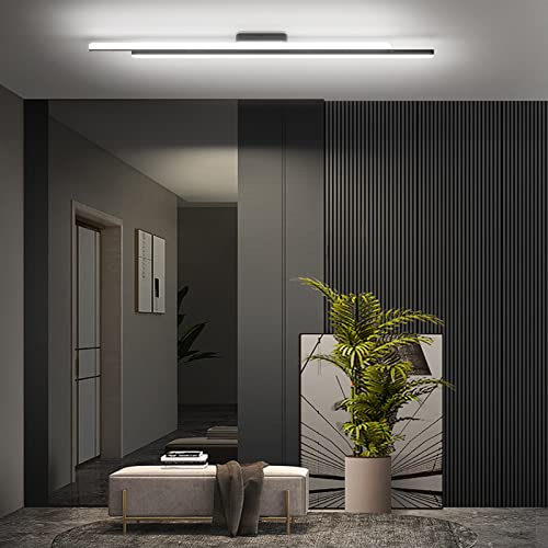 Ralbay 48" Matte Black Vanity Lights 48W Frosted Aluminum Modern LED Black Bathroom Vanity Light Fixtures Over Long Mirror LED Modern Bath Lighting 6000K White Light - color: Black, size: 48 inch