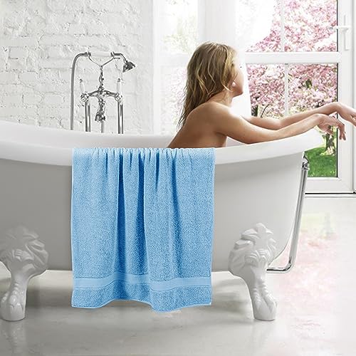 GLAMBURG 700 GSM Premium Cotton 2-Pack Oversized Extra Large Bath Sheet Set - 100% Combed Cotton - 2 Bath Sheets 35x70 - Luxury Hotel & Spa Quality - Durable Ultra Soft Highly Absorbent - Sky Blue - color: Sky Blue, size: 2 Pack 700 GSM Bathsheet
