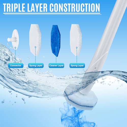 Disposable Toilet Wand Refills Compatible with Clorox Toilet Cleaning Scrubber, 60 Count Toilet Bowl Cleaner Brush Refill Pads