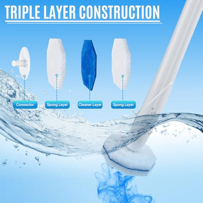 Disposable Toilet Wand Refills Compatible with Clorox Toilet Cleaning Scrubber, 60 Count Toilet Bowl Cleaner Brush Refill Pads