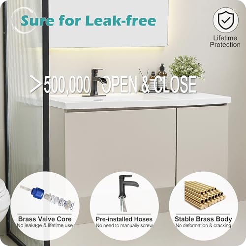 Waterfall Bathroom Sink Faucet Oil Rubbed Bronze, Brass Single Handle Bathroom Faucet 1 Hole or 3 Hole (4 Inch), Modern Bathroom Vanity Faucets with Pop Up Drain & Deck Plate for Rv Farmhouse - color: Oil Rubbed Bronze - Farmhouse