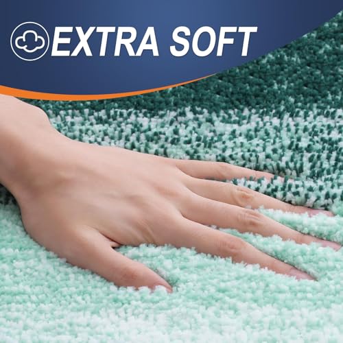 OLANLY Bathroom Rugs Sets 3 piece, Soft Microfiber Absorbent Bath Mat, U-Shaped Contour Toilet Mat and Toilet Lid Cover, Quick Dry, Machine Washable, Toilet Cover and Rug Set, Blackish Green - color: Blackish Green, size: 24" X 16" + U24" X 20" + 17.5" X
