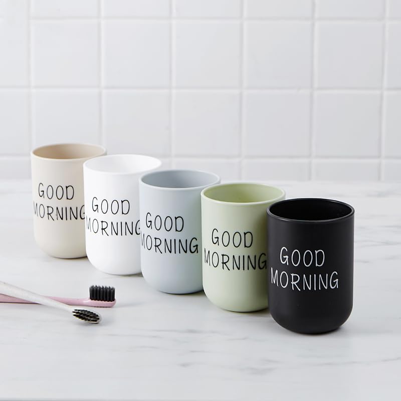 Toothbrush Cup 2Pcs, Bathroom Toothbrush Holder, Storage Cup 300ml, Drinking Cup, Reusable (Black + White) - color: Black + White