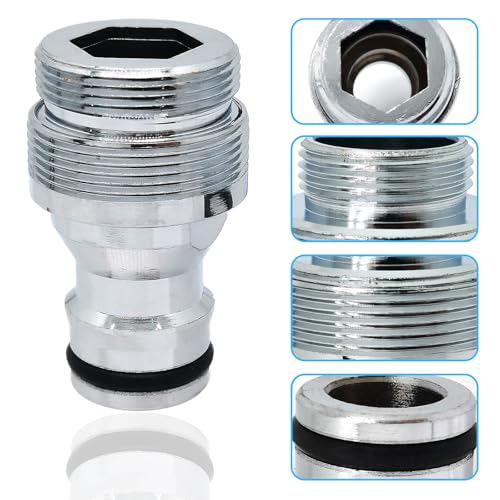 1pcs Brass Faucet Tap Quick Connector Adapter Kit,22mm Male Thread x 1mm Pitch Connector,Universal Faucet Adapter for Washing Machine And Pressure Washer(Silver) - size: 22mm Male Thread x 1mm