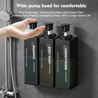 3 Chamber Wall Mount Shampoo and Conditioner Dispenser | 17oz Per Chamber Key Lock Large Pump Refillable ABS Bottle Set For Bathroom Hotel Gym RV Daily Use Black ADS-315C - color: Black, size: 3