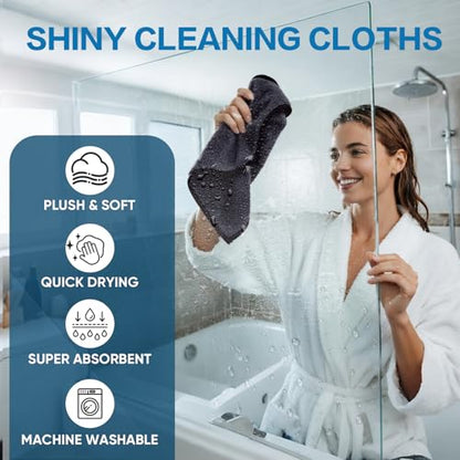 TEAWOO Shiny Wipes Shower Cleaning Cloth, Ultra Absorbent Car Drying Towel, 2 Pack 16 x 24 inch Microfiber Cleaning Cloth for Car, Bath & Househood - size: 6PCS 15.7*23.6 inch