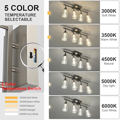 MELUCEE 3-Light LED Track Light Brushed Nickel with Flexibly Pivoting Heads | Modern Ceiling Light Bathroom Wall Light, Built-In LED Chips, 5-Color Temperature Adjustable - color: Brushed Nickel, size: 3 Lights