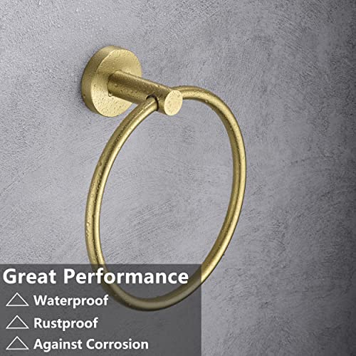 Gold Toilet Paper Holder, Towel Ring Set 2 Pieces Hand Towel Holder for Bathroom Hardware Accessories Set SUS304 Stainless Steel Sturdy Wall Mount Bathroom Holder… - color: Brushed Gold