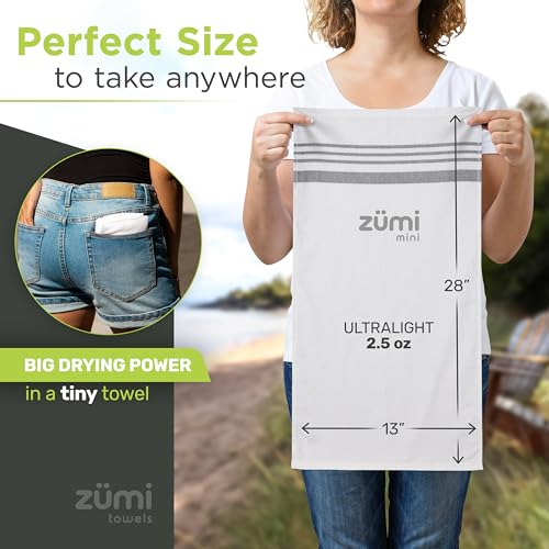 MINI 100% Cotton Camping Travel Towel - Small, Ultralight, Fast Drying, Highly Absorbent, Soft and Gentle on The Skin, Safe for The Planet (28" x 13" White) - color: White Mini