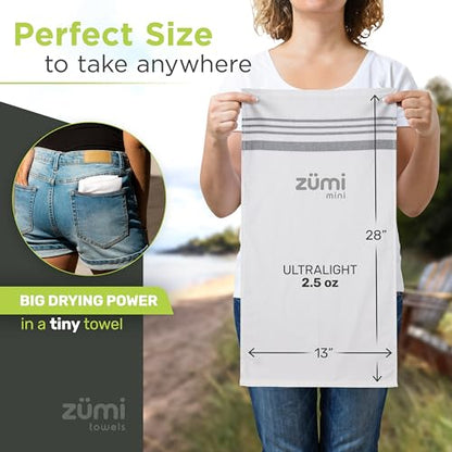 MINI 100% Cotton Camping Travel Towel - Small, Ultralight, Fast Drying, Highly Absorbent, Soft and Gentle on The Skin, Safe for The Planet (28" x 13" White) - color: White Mini