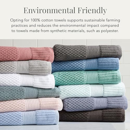 NY Loft 100% Cotton 6-Piece Bath Towel Set | White | Oeko-TEX | Quick-Dry | 30" x 52" Bath Towels | 16" x 28" Hand Towels | 12" x 12" Washcloths | Super Absorbent | Designer-Styled Texture - color: Bright White, size: 6 Piece Set