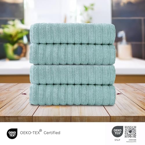 CTT Premium 4 Pack Bath Towels Set, Made with 100% Turkish Cotton, Spa & Hotel, Quick Drying Towels, Absorbent & Comfy | 27"x54" (SPA Green - color: Spa Green, size: 4-Piece Bath Towel Set