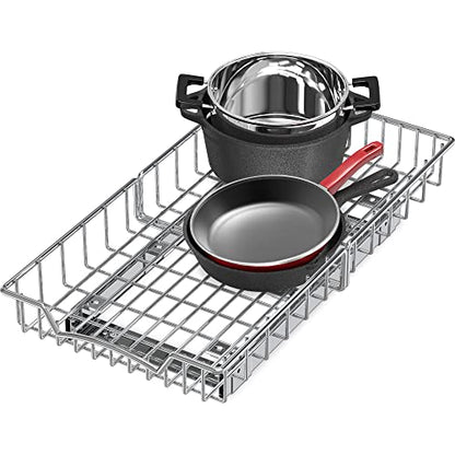 Simple Houseware Under Cabinet Pull Out Sliding Shelf, 21" Dx11 W, Chrome - size: 21" D x 11" W