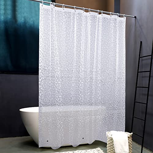 NTBAY EVA Shower Curtain Liner, 72 x 72, 6 Gauge, Semi Clear Water Cube | Water-repellent EVA Liner with 3 Bottom Magnets, 12 Reinforced Grommets, and 12 Plastic Hooks - color: Clear Circle, size: 72"W x 72"L (Pack of 1)