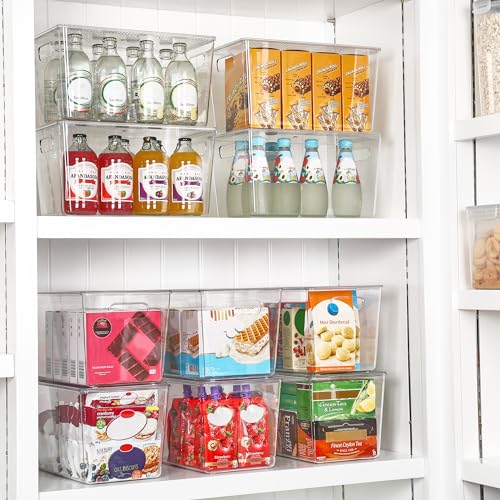 Vtopmart 8 Pack Clear Stackable Storage Bins with Lids, XLarge | BPA-free Plastic, Organize Vertically, For Pantry Kitchen Fridge Cabinet Closet Bathroom, Built to Last, Easy to Move - size: XL(13"L x 7.4"W x 7"H)