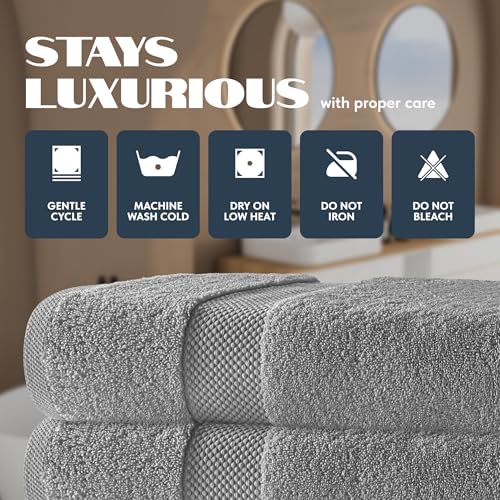 White Classic Luxury Bath Towels Set of 4 Large - 700 GSM Cotton Ultra Soft Bath Towels 27x54 | Highly Absorbent and Quick Dry | Hotel Towels for Bathroom Luxury, Plush Shower Towels, Light Grey - color: 02: Light Grey
