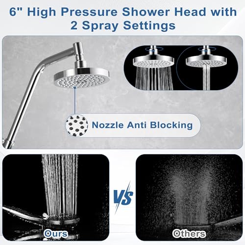BRIGHT SHOWERS Rain Shower Head with Handheld Combo, Dual Shower System with Slide Bar, Rain Shower System, Adjustable Height, Brass Slide Bar & Diverter, 60 Inch Stainless Steel Hose, Brushed Nickel - color: Brushed Nickel