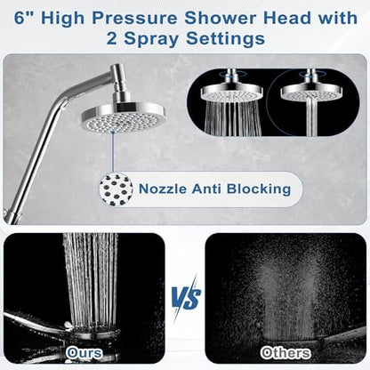 BRIGHT SHOWERS Rain Shower Head with Handheld Combo, Dual Shower System with Slide Bar, Rain Shower System, Adjustable Height, Brass Slide Bar & Diverter, 60 Inch Stainless Steel Hose, Brushed Nickel - color: Brushed Nickel