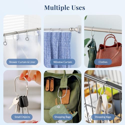 Bathway Shower Curtain Rings, Shower Curtain Hooks 12 Pcs Anti-Drop Shower Rings for Curtain, Metal Shower Curtain Rings Rust Proof, Brushed Nickel Shower Hooks for Shower Curtain Rod Bathroom - color: Nickel, style: Modern Oval