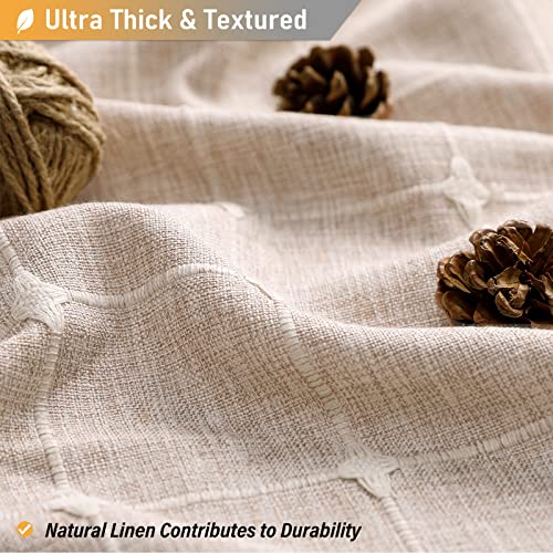 BTTN Stall Boho Farmhouse Linen Heavy Duty Shower Curtain, 36x72, Tan/Taupe | Half Size, 330GSM Linen Blend, 3-side Tassels, Water Repellent Fabric, 6 Plastic Hooks, Rustic Bohemian, Machine Washable - color: Taupe, size: 36"W x 72"L (Pack of 1)