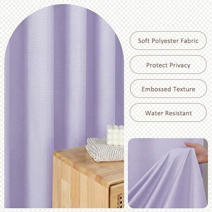 Extra Long Shower Curtain 96 Inch Long 1 Piece, Waffle Embossed Textured Fabric Shower Curtain for Bathroom Large Hotel, Water Resistant, Machine Washable, Lavender, 72Wx96L Inches - color: Lavender, size: 72"W x 96"L (Pack of 1)