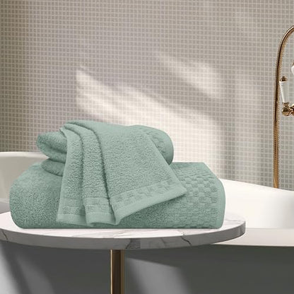 MyOwn Ultra Soft 3 Pack Cotton Towel Set, Contains a Bath Towels 28x55 inch, a Hand Towels 16x24 inch & a Wash Coths 12x12 inch, Ideal Everyday use, Compact & Lightweight - Jade - color: Jade, size: 3 Pack Set