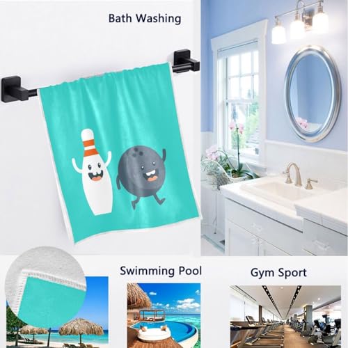 Naanle Cartoon Funny Bowling Ball and Pin Print Soft Absorbent Guest Hand Towels for Bathroom, Hotel, Gym and Spa (16 x 30 Inches) - color: Bowling Balls