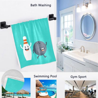 Naanle Cartoon Funny Bowling Ball and Pin Print Soft Absorbent Guest Hand Towels for Bathroom, Hotel, Gym and Spa (16 x 30 Inches) - color: Bowling Balls