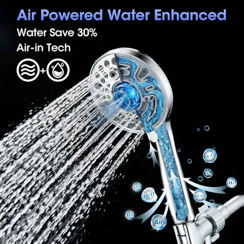 Shower Head with Handheld, High Pressure 10 Spray Built-in Pause & Power Wash, Anti-clog Nozzles, Detachable Hand Held Showerhead with Leakproof Stainless Steel Hose&Adjustable Overhead Bracket Chrome - color: Premium Chrome