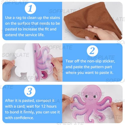 24Pcs Non Slip Bathtub Stickers Bulk Bathtub Sea Stickers with Scraper Plastic Adhesive Cartoon Ocean Animal Slippery Floor Decal for Shower and Bath Tub Home Decorations DIY Crafts Gifts - style: Marine Animal 4