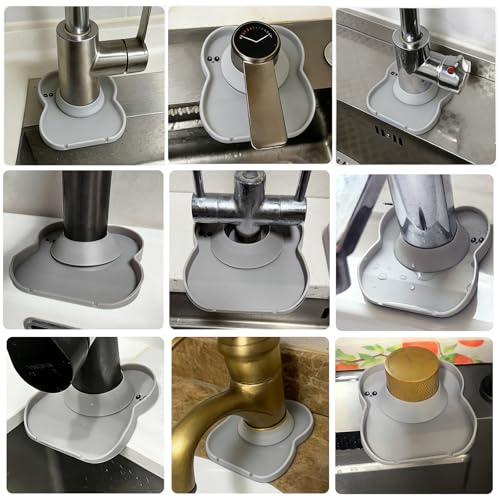 Silicone Faucet Mat for Kitchen Tap Compact Sink Splash Guard Protectors Behind Draining,Grey 2PCS - color: GreyX2