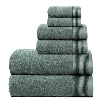 100% Cotton Ultra Soft 6 Pack Towel Set, Contains 2 Bath Towels 28x55 inchs, 2 Hand Towels 16x24 inchs & 2 Washcloths 12x12 inchs, Compact Lightweight & Highly Absorbant - Jade - color: Jade, size: 6 Pack Towel Set