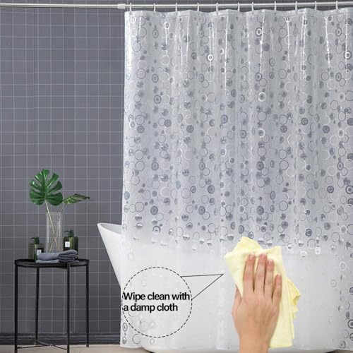 Plastic Shower Liner - Premium EVA Thickened Shower Curtain Liner with Rustproof Grommets and 3 Weighted Magnets, Waterproof Shower Curtain for Bathroom… (5G-Circular Pattern, 72”*72”) - color: 5g-circular Pattern, size: 72”*72”